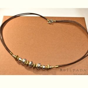 Silpada Sterling Silver Brass Leather Treasured Trinkets Necklace
